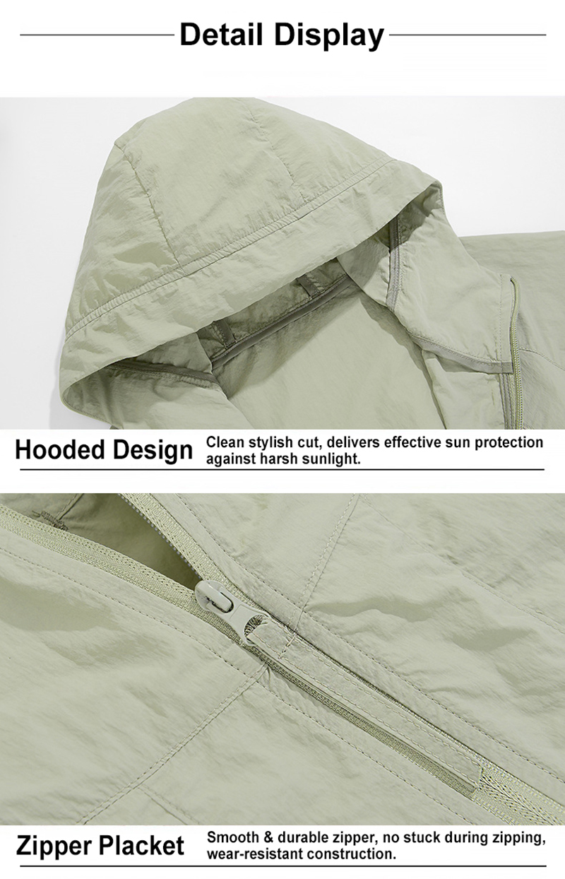 Hood & Zipper Detail of Sun Protection Jacket