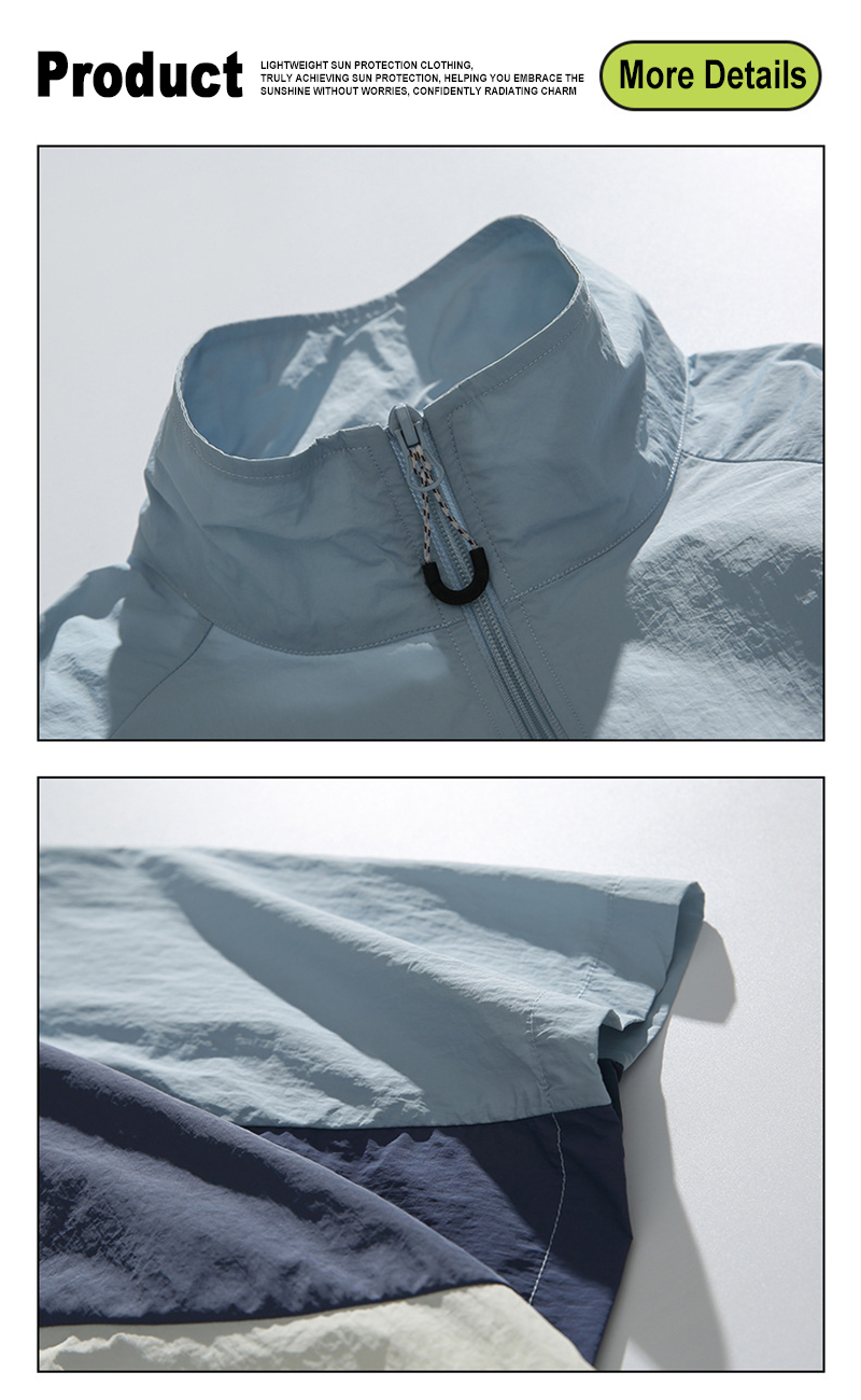 Collar Zipper & Color Block Splicing Detail