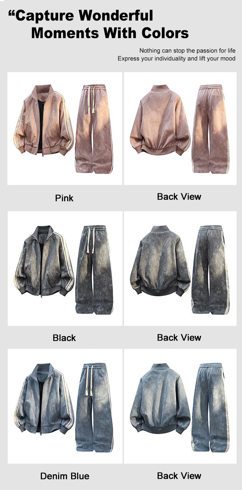 3 Color Options Couple Striped Tracksuit Set