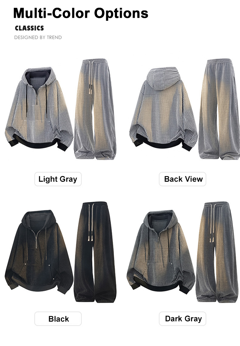 Four Color Options Knit Tracksuit Set Front & Back View