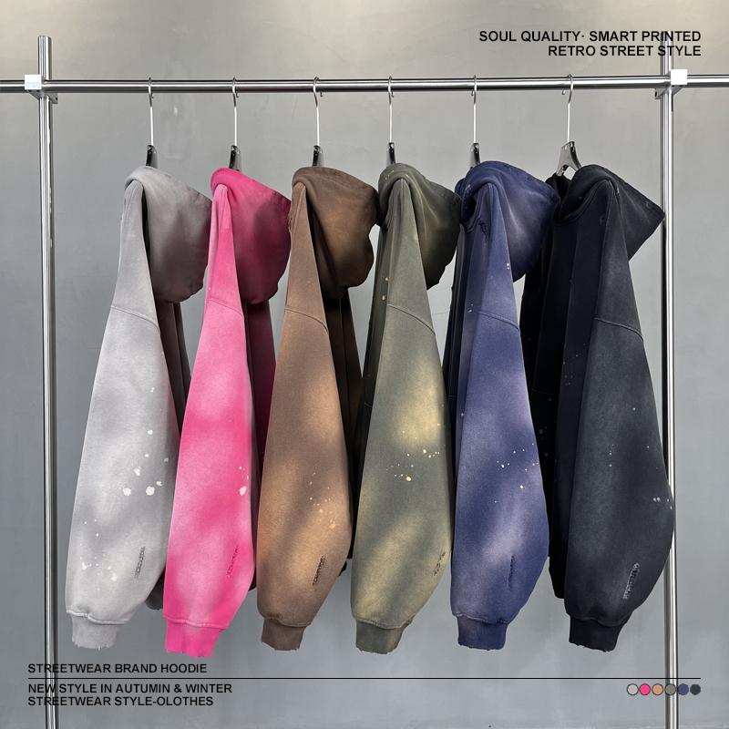 6 Color Spray Wash Hoodies Hanging Display